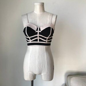 Entry Beige & Black Bandeau Top